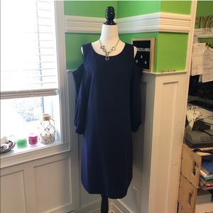 ELIZA J Royal Blue Cold-Shoulder Shift Dress
